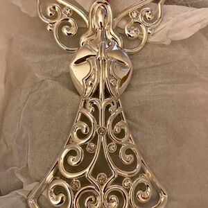 Lenox Sparkle & Scroll Angle Ornament Silverplated